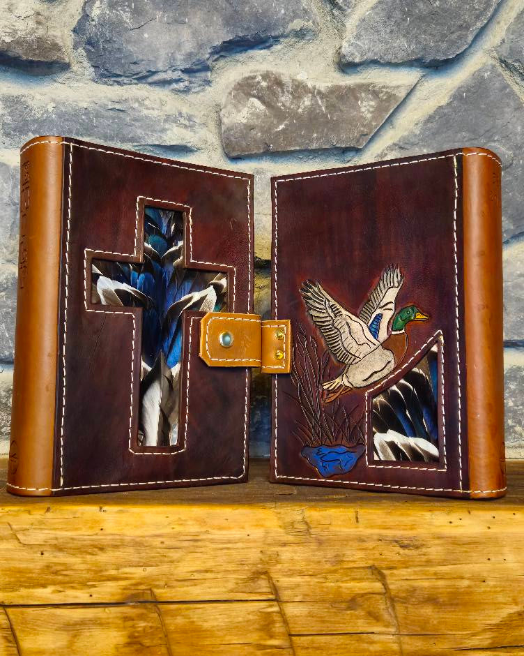Stained Bible Cover FRONT & BACK - Mallard, Turkey, & White Tail