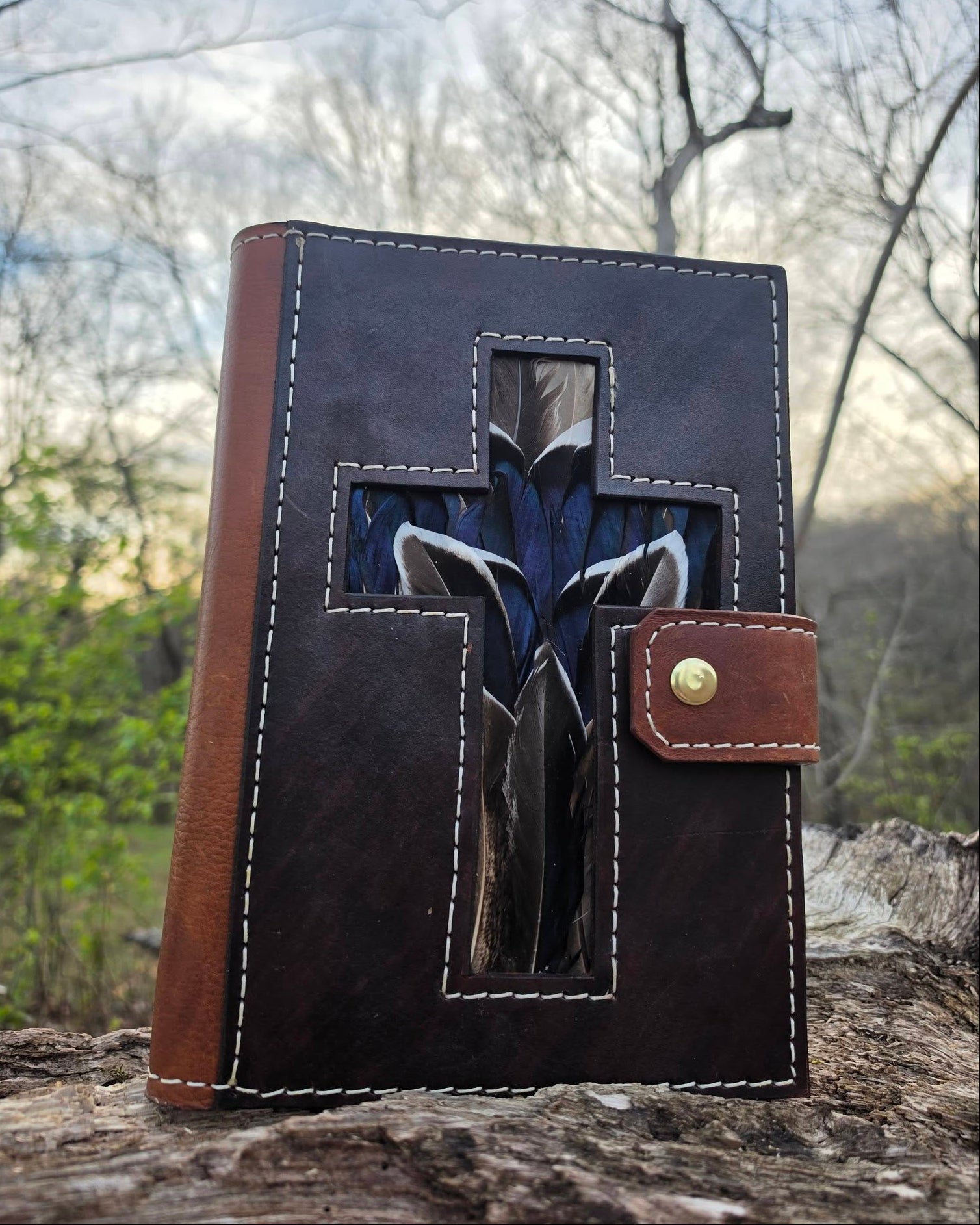 Stained Bible Cover FRONT ONLY - Mallard, Turkey, & White Tail