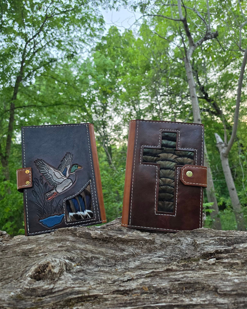 Stained Bible Cover FRONT & BACK - Mallard, Turkey, & White Tail