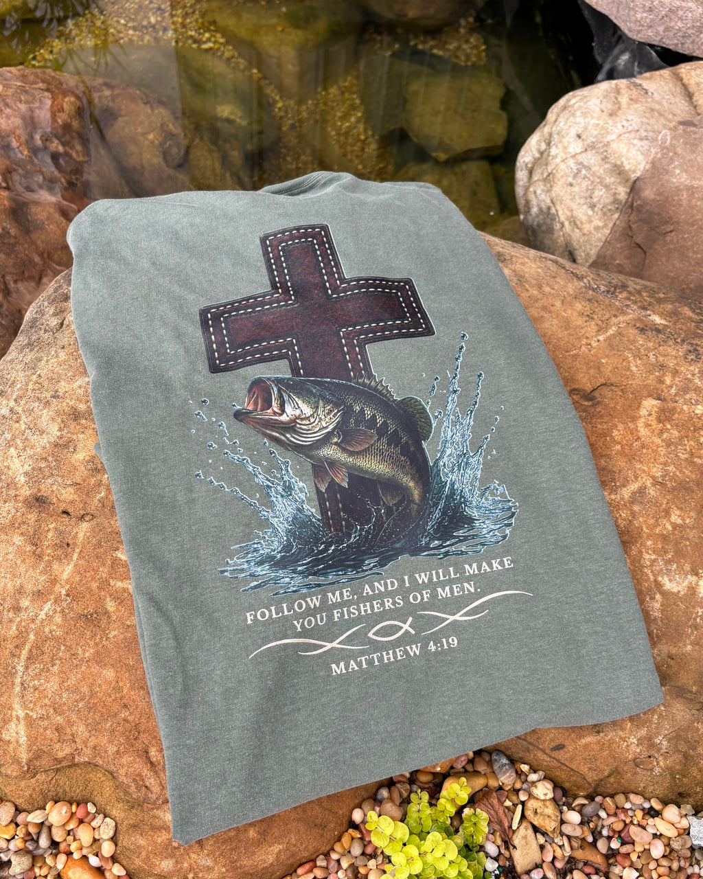 Large Mouth Bass Leather Inspired Tee